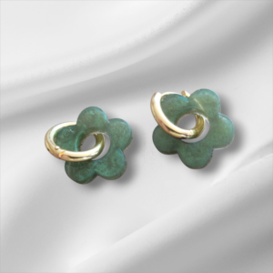 Créoles fleurs kaki