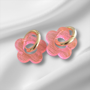 créoles fleurs rose clair