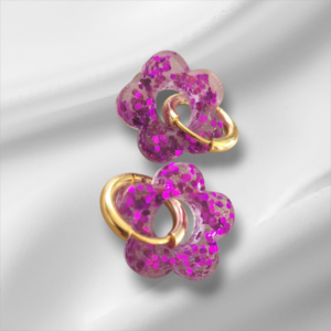 Créoles pailletées mauve