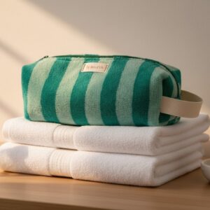 Trousse de toilette rayée vert