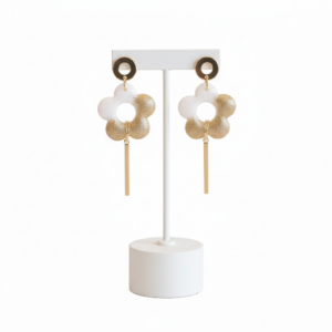 Boucles d’oreilles blanc et doré