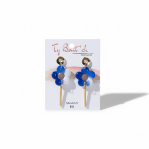 boucles d’oreilles Bleu marine et blanc