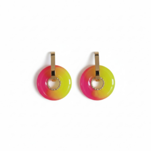 boucles d’oreilles fushia et jaune
