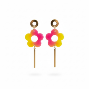 Boucles d’oreilles COROLLE jaune et fushia
