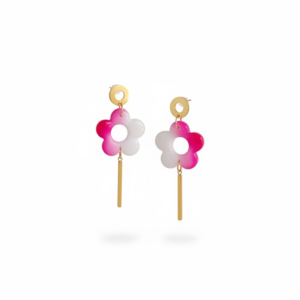 Boucles d’oreilles COROLLE rose et blanc