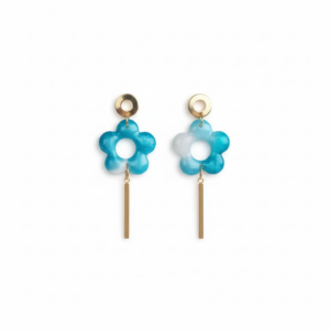 Boucles d’oreilles COROLLE blanche et turquoise