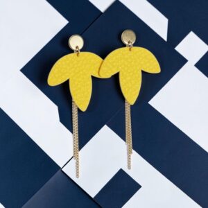 Boucles d’oreilles fleurs inversés jaune