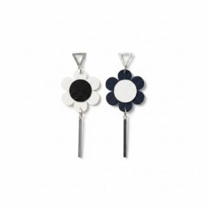 Boucles d’oreilles en tissu fleurs noir et blanc