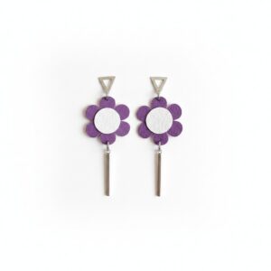 Boucles d’oreilles en tissu fleurs mauve